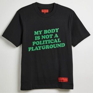 CHNGE Black Tee with Green Statement Print